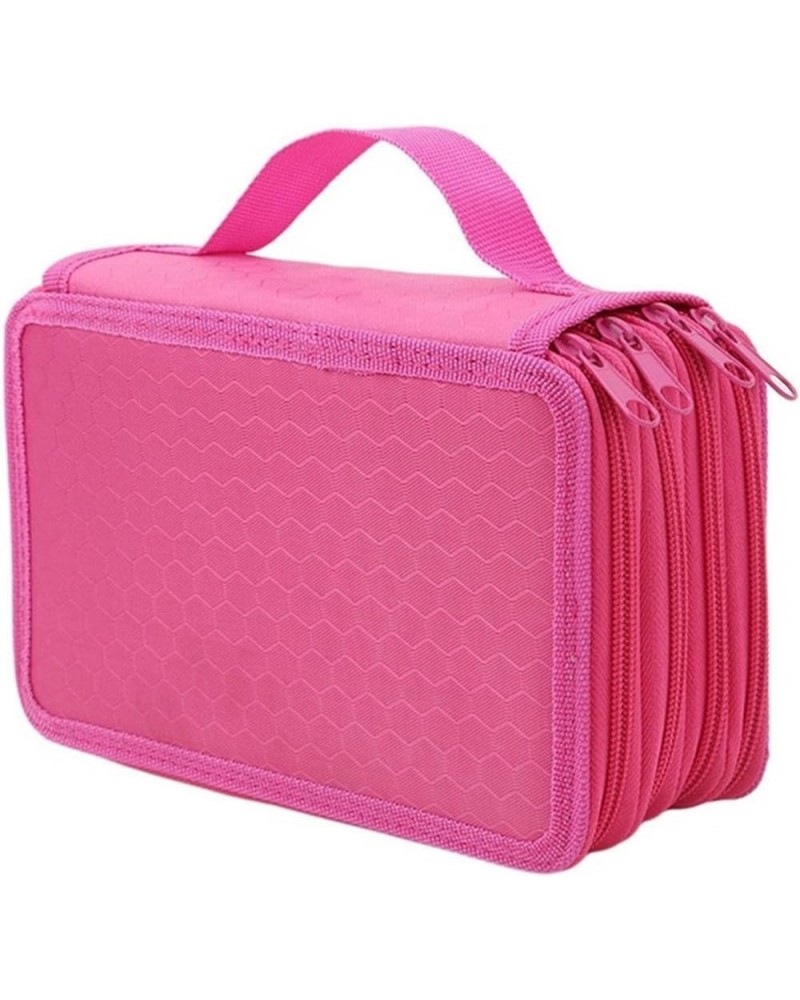 Pencil Bag with Handle 72 Slots Solid Colour Large Capacity Durable Stationary Box for Pencils Pens Storage,Pink (Color : Pin...