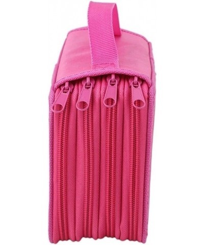 Pencil Bag with Handle 72 Slots Solid Colour Large Capacity Durable Stationary Box for Pencils Pens Storage,Pink (Color : Pin...