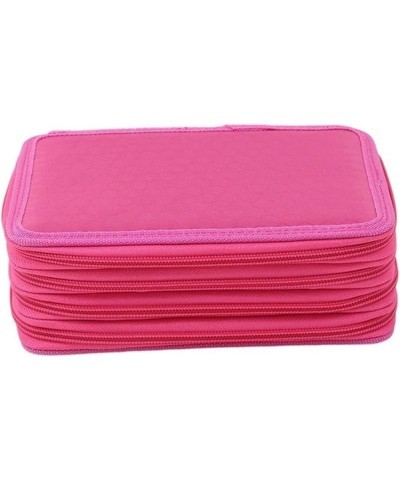 Pencil Bag with Handle 72 Slots Solid Colour Large Capacity Durable Stationary Box for Pencils Pens Storage,Pink (Color : Pin...