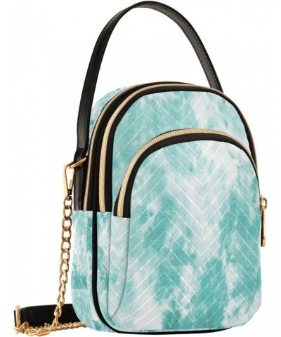 Green Teal Background Crossbody Handbags for Women Casual Leather Shoulder Phone Purse $15.59 Crossbody Bags