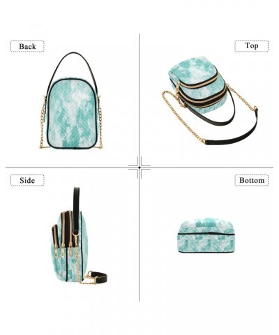 Green Teal Background Crossbody Handbags for Women Casual Leather Shoulder Phone Purse $15.59 Crossbody Bags