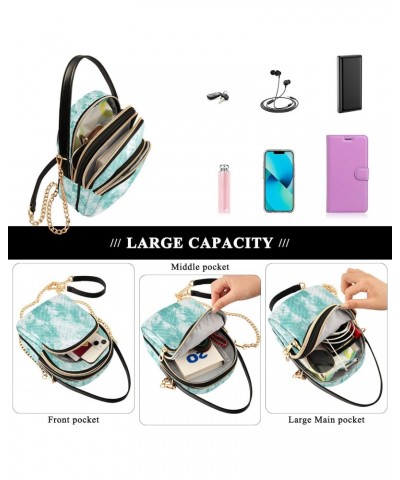 Green Teal Background Crossbody Handbags for Women Casual Leather Shoulder Phone Purse $15.59 Crossbody Bags