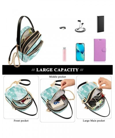 Green Teal Background Crossbody Handbags for Women Casual Leather Shoulder Phone Purse $15.59 Crossbody Bags