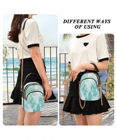 Green Teal Background Crossbody Handbags for Women Casual Leather Shoulder Phone Purse $15.59 Crossbody Bags