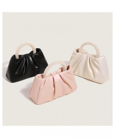 Women PU Leather Clutch Handbags Ruched Purse with Pearl Handle Cute Crossbody Bag Elegant Wedding Clutch B-black $14.55 Even...