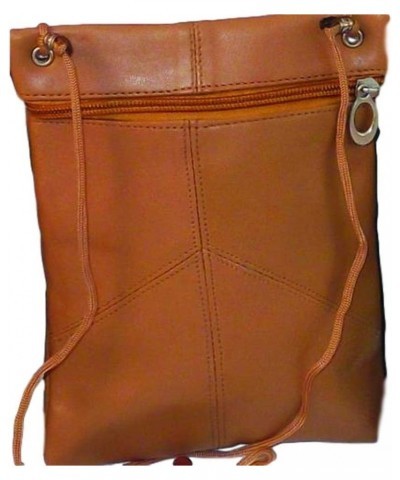 3 Zipper Leather Travel Pouch Bag - Small Cross Body Purse Tobacco $8.98 Crossbody Bags