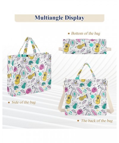 Carnival Pattern Corduroy Tote Versatile Shoulder Bag for Women with Zipper Magnetic Clasp，S $12.98 Totes