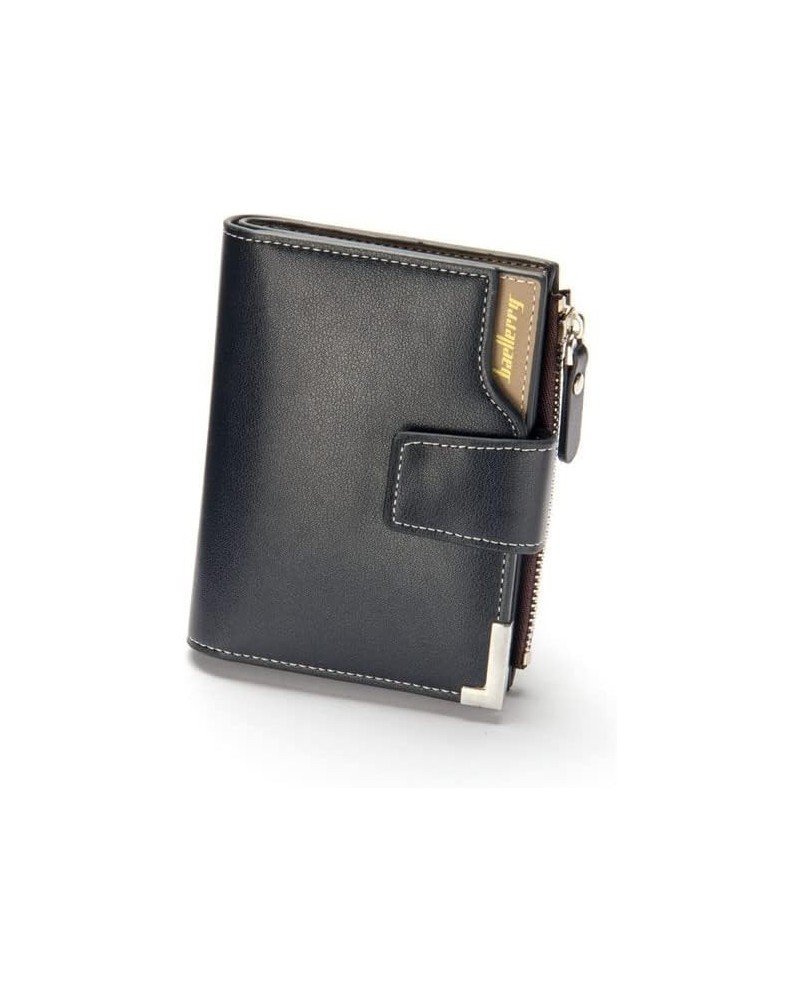 Wallet Men Leather Men Wallets Purse Short Male Clutch Leather Wallet Mens Money Bag Large Capacity (Color : Black-Zipper) Bl...