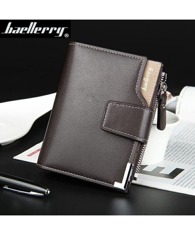 Wallet Men Leather Men Wallets Purse Short Male Clutch Leather Wallet Mens Money Bag Large Capacity (Color : Black-Zipper) Bl...