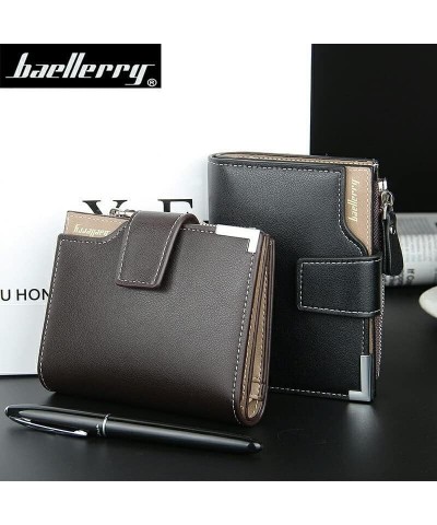 Wallet Men Leather Men Wallets Purse Short Male Clutch Leather Wallet Mens Money Bag Large Capacity (Color : Black-Zipper) Bl...