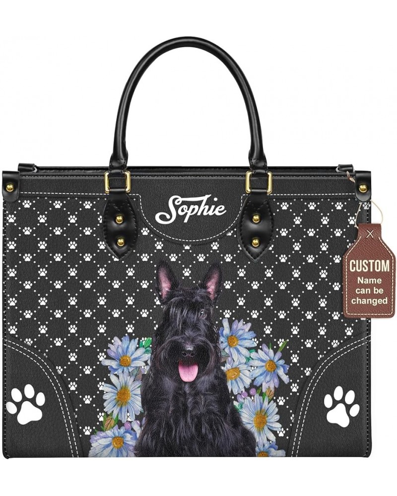 Personalized Scottish Terrier Dog Handbags, Custom Name Dog Leather Bags, Purses, Shoulder Bag, Gift For Dog Mom Dog Lover St...