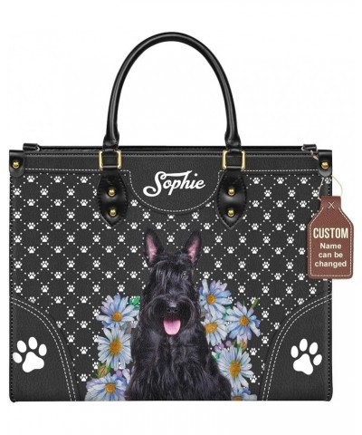 Personalized Scottish Terrier Dog Handbags, Custom Name Dog Leather Bags, Purses, Shoulder Bag, Gift For Dog Mom Dog Lover St...