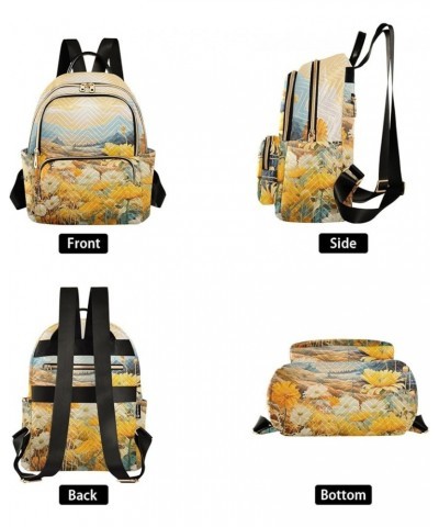 Yellow Daisy Oil Painting Fashion Travel Backpack for Women Multi Pockets Lightweight Purse for Women-M Multicolor Small $15....