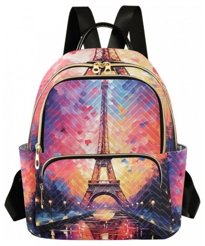 Sloth and Sea Turtle Quilted Backpack Women's Mini Backpack Travel Backpack for Women Small Eiffel Tower Painting Medium $19....