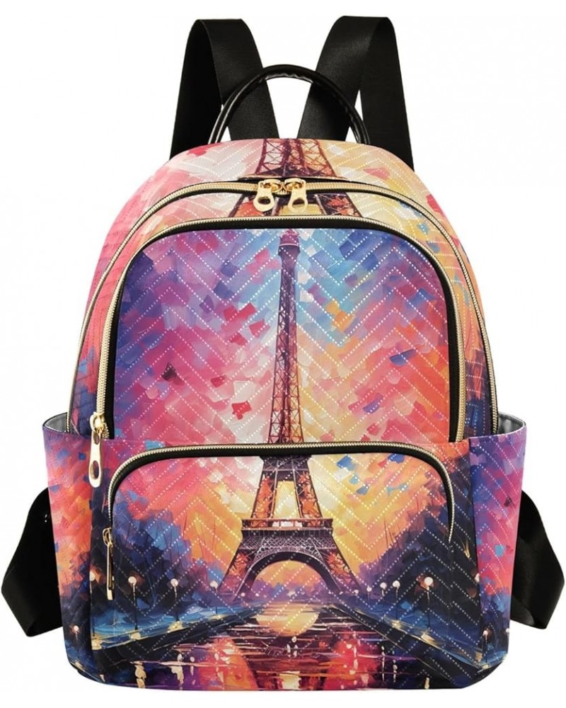 Sloth and Sea Turtle Quilted Backpack Women's Mini Backpack Travel Backpack for Women Small Eiffel Tower Painting Medium $19....