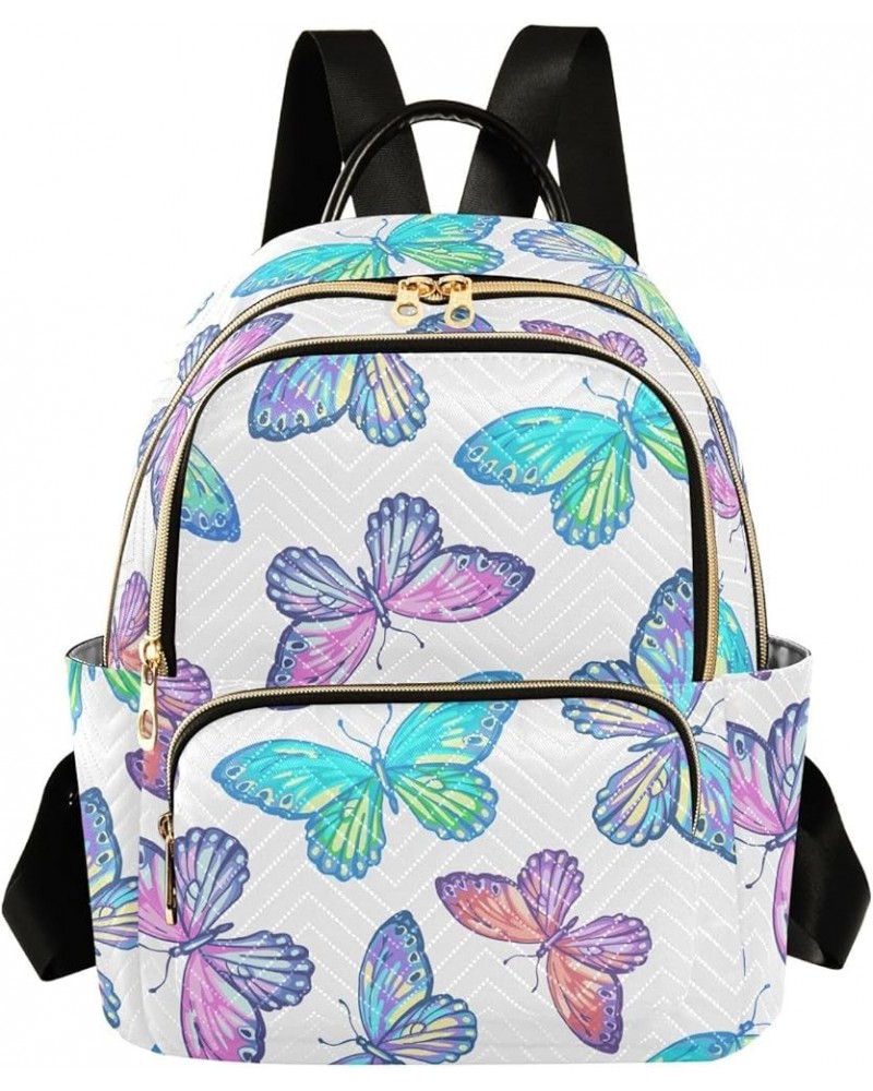 Rainbow Butterfly Mini Backpack Purse for Women Travel Bag Fashion Daypack Back Pack Shoulder Bag Multicolor Medium $12.40 Ba...