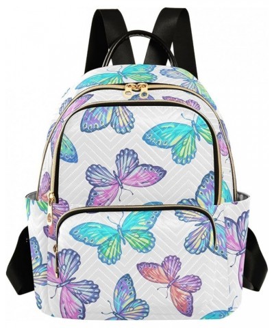 Rainbow Butterfly Mini Backpack Purse for Women Travel Bag Fashion Daypack Back Pack Shoulder Bag Multicolor Medium $12.40 Ba...