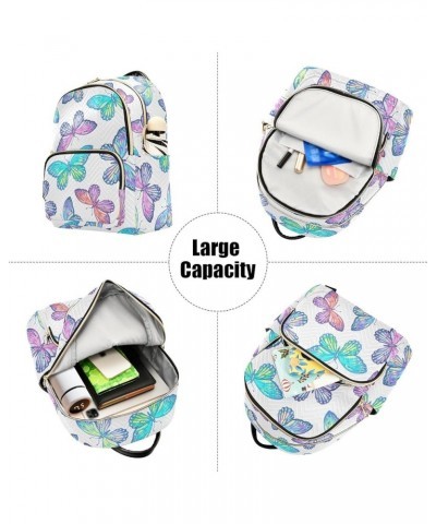 Rainbow Butterfly Mini Backpack Purse for Women Travel Bag Fashion Daypack Back Pack Shoulder Bag Multicolor Medium $12.40 Ba...