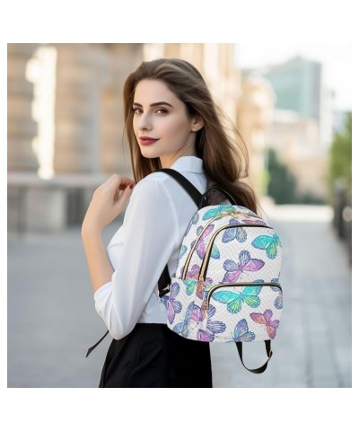 Rainbow Butterfly Mini Backpack Purse for Women Travel Bag Fashion Daypack Back Pack Shoulder Bag Multicolor Medium $12.40 Ba...