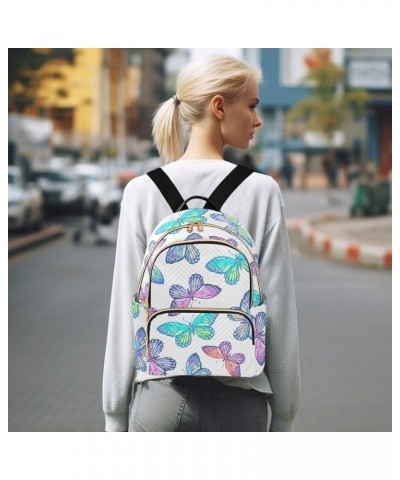 Rainbow Butterfly Mini Backpack Purse for Women Travel Bag Fashion Daypack Back Pack Shoulder Bag Multicolor Medium $12.40 Ba...