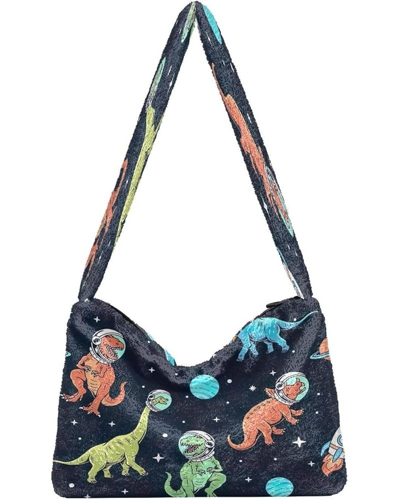 Cute Sloth Design Yellow Shoulder Bag Purse, Fuzzy Tote Crossbody Hobo Handbag Dinosaurs Space Black $10.29 Hobo Bags