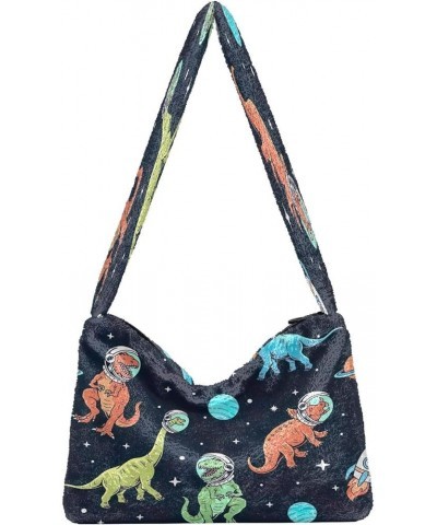 Cute Sloth Design Yellow Shoulder Bag Purse, Fuzzy Tote Crossbody Hobo Handbag Dinosaurs Space Black $10.29 Hobo Bags