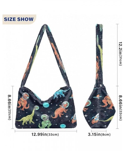 Cute Sloth Design Yellow Shoulder Bag Purse, Fuzzy Tote Crossbody Hobo Handbag Dinosaurs Space Black $10.29 Hobo Bags