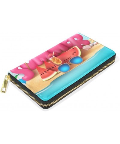 U LIFE Summer Watermelon Beach Tropical Palm Trees Wallets Purse Cash Card Holder Case Leather $18.89 Wallets