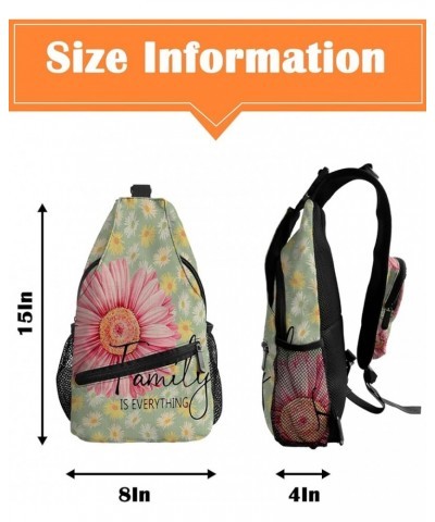 Sling Bag Crossbody Bag for Women Men Floral Daisy Simple Pink White Daisy Green Burlap Waterproof Hiking Backpack Lightweigh...