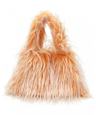 Women Fashion Faux Wool Handbag Lightweight Faux Fur Tote Bag Soft Cozy Fluffy Shaggy Purse (Blue) Orange $17.85 Totes