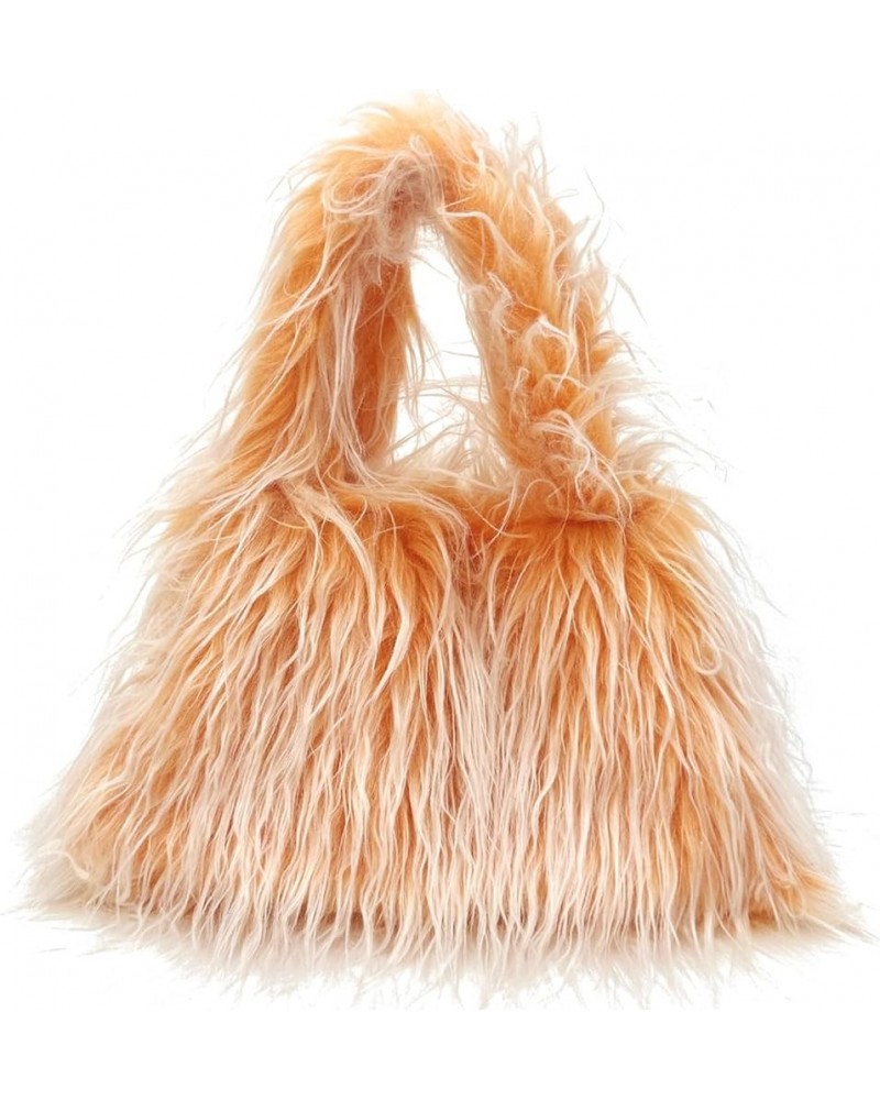 Women Fashion Faux Wool Handbag Lightweight Faux Fur Tote Bag Soft Cozy Fluffy Shaggy Purse (Blue) Orange $17.85 Totes