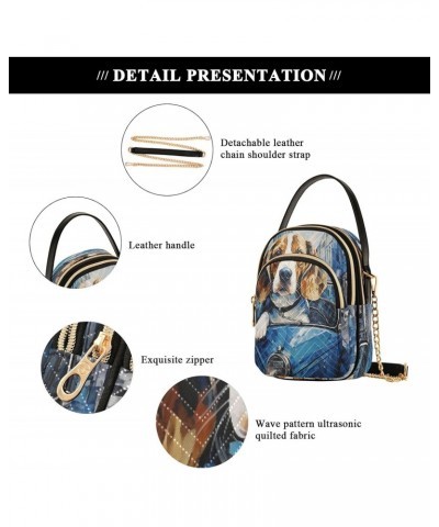 Quilted Crossbody Bags for Women,Dog Driving Blue Car Women's Crossbody Handbags Small Travel Purses Phone Bag $11.65 Crossbo...