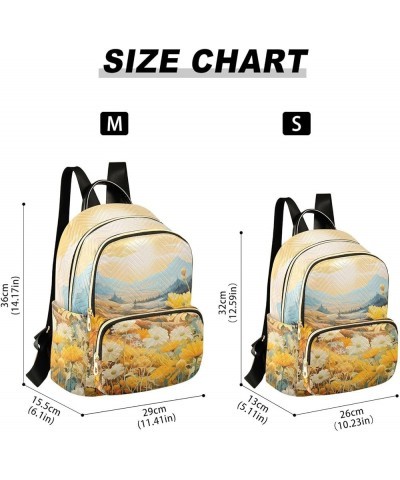 Yellow Daisy Oil Painting Fashion Travel Backpack for Women Multi Pockets Lightweight Purse for Women-M Multicolor Small $15....