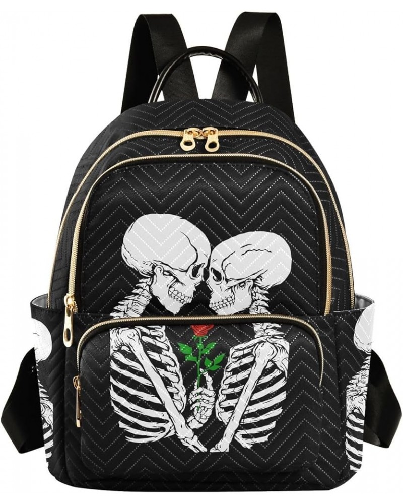 Mini Backpack Skeleton in Love Fashion Backpack Purse for Women,Handbag Shoulder Bag Casual Daypack, Ladies Gift for College ...