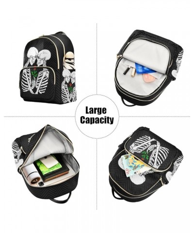 Mini Backpack Skeleton in Love Fashion Backpack Purse for Women,Handbag Shoulder Bag Casual Daypack, Ladies Gift for College ...