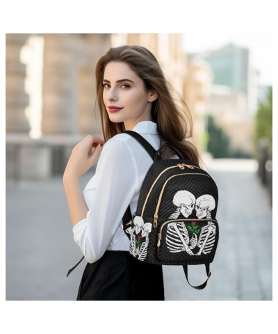 Mini Backpack Skeleton in Love Fashion Backpack Purse for Women,Handbag Shoulder Bag Casual Daypack, Ladies Gift for College ...