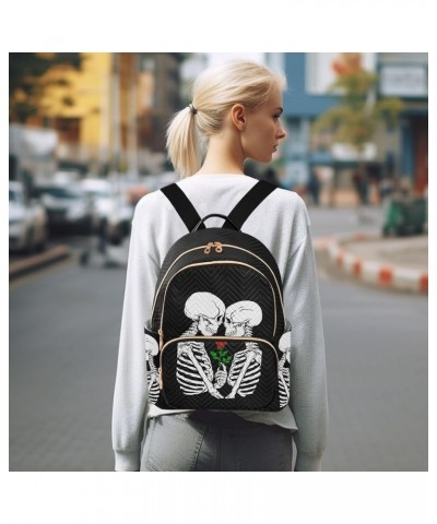 Mini Backpack Skeleton in Love Fashion Backpack Purse for Women,Handbag Shoulder Bag Casual Daypack, Ladies Gift for College ...