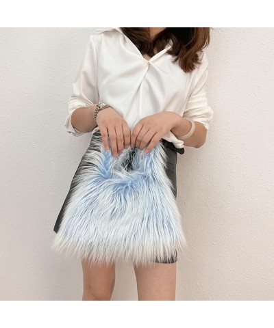 Women Fashion Faux Wool Handbag Lightweight Faux Fur Tote Bag Soft Cozy Fluffy Shaggy Purse (Blue) Orange $17.85 Totes