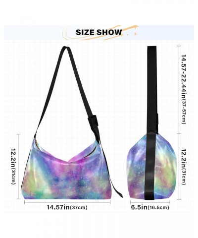 Bright Galaxy Print Tote Bag for Women Large Hobo Bags Cross Body Bag Hobo Wallets with Adjustable Strap for School Women $18...