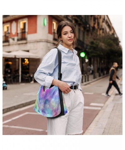 Bright Galaxy Print Tote Bag for Women Large Hobo Bags Cross Body Bag Hobo Wallets with Adjustable Strap for School Women $18...