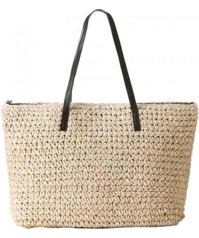 Women's Large Capacity Casual Straw Bag Classic Straw Handbag Summer Beach Shoulder Bag Bohemia A $17.84 Shoulder Bags