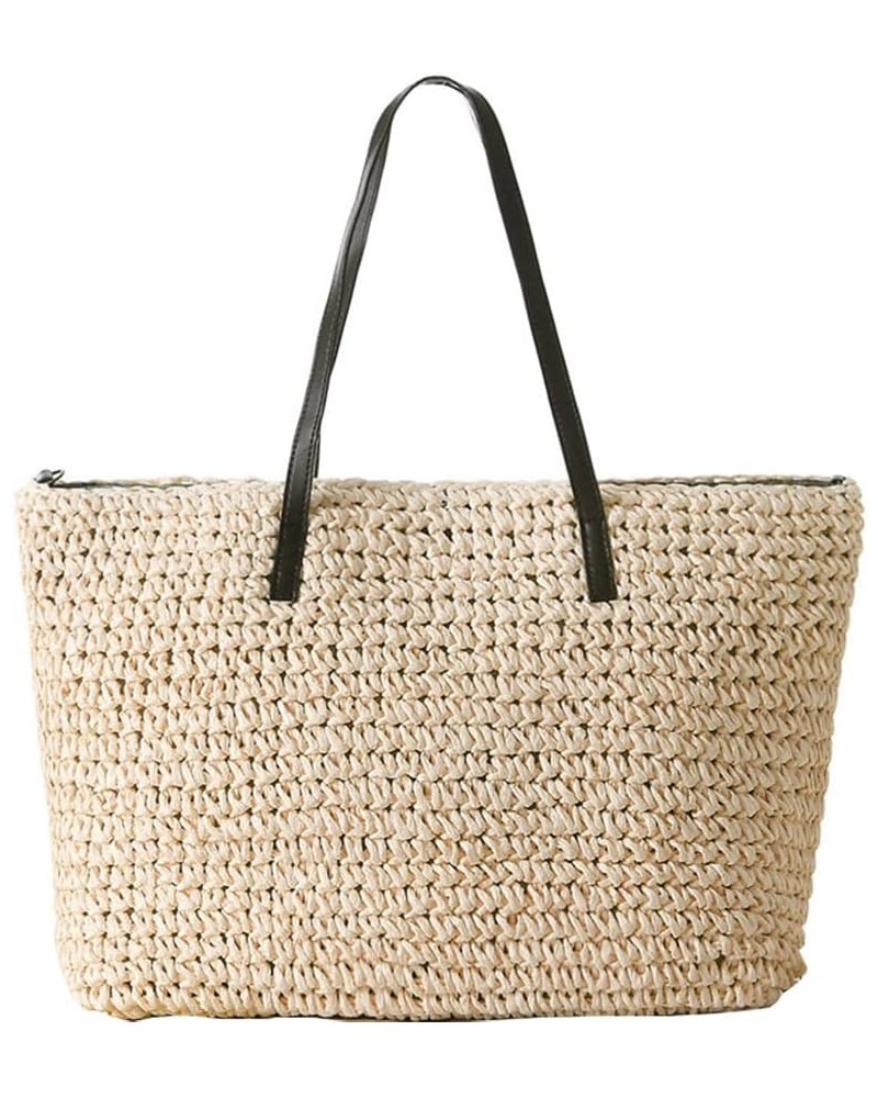 Women's Large Capacity Casual Straw Bag Classic Straw Handbag Summer Beach Shoulder Bag Bohemia A $17.84 Shoulder Bags