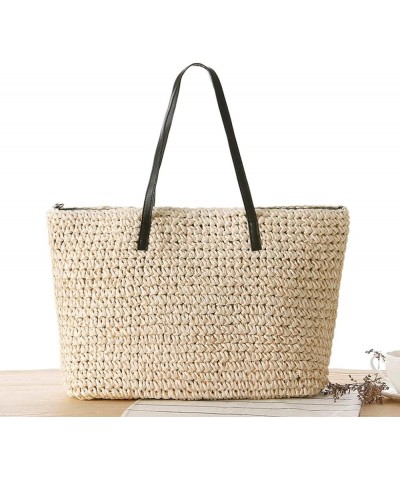 Women's Large Capacity Casual Straw Bag Classic Straw Handbag Summer Beach Shoulder Bag Bohemia A $17.84 Shoulder Bags