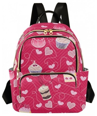 Valentines Day Cake Hearts Backpack for Women Lightweight Shoulder Bag Casual Daypack Travel Purse Small Backpacks for Outdoo...