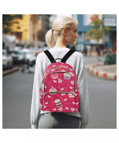 Valentines Day Cake Hearts Backpack for Women Lightweight Shoulder Bag Casual Daypack Travel Purse Small Backpacks for Outdoo...