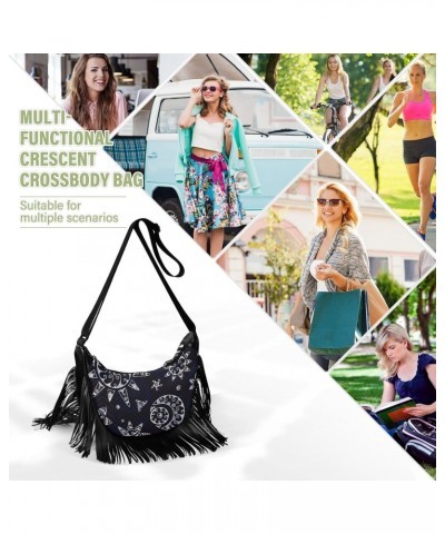 Ethnic Sun Moon Fringe Bag for Women Cross Body Bag Tassel Shoulder Bag Satchel $11.34 Shoulder Bags