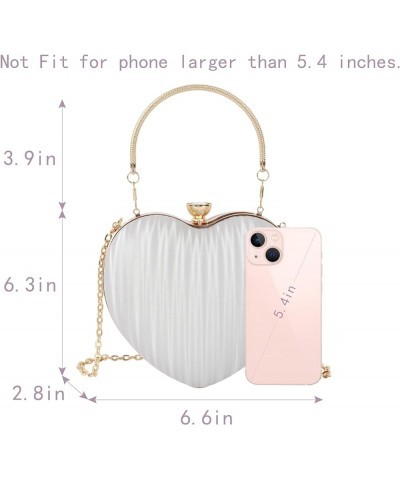 Heart Shape Evening Purse Chain Shoulder Bag Party Clutch Handbag Silver $21.83 Evening Bags