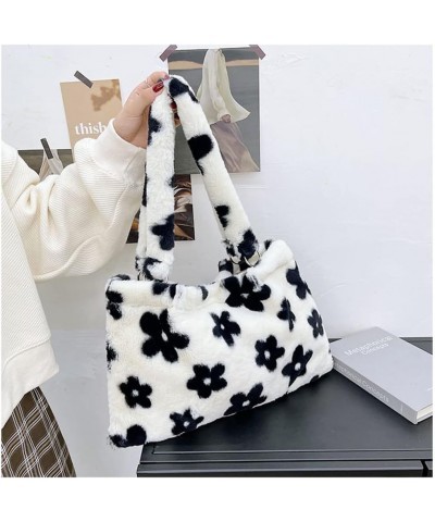 Women's Furry Single Shoulder Bag Fuzzy Handbag large Capacity Plush Tote Bag Purse Straddle Bag in Autumn and Winter Black F...