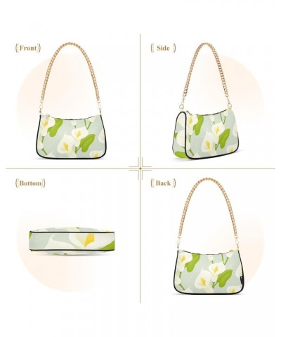 White Horseshoe Lotus Flower Small Shoulder Bags for Women Handbags Mini Clutch Purse with Zipper $16.79 Shoulder Bags