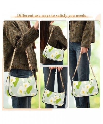 White Horseshoe Lotus Flower Small Shoulder Bags for Women Handbags Mini Clutch Purse with Zipper $16.79 Shoulder Bags